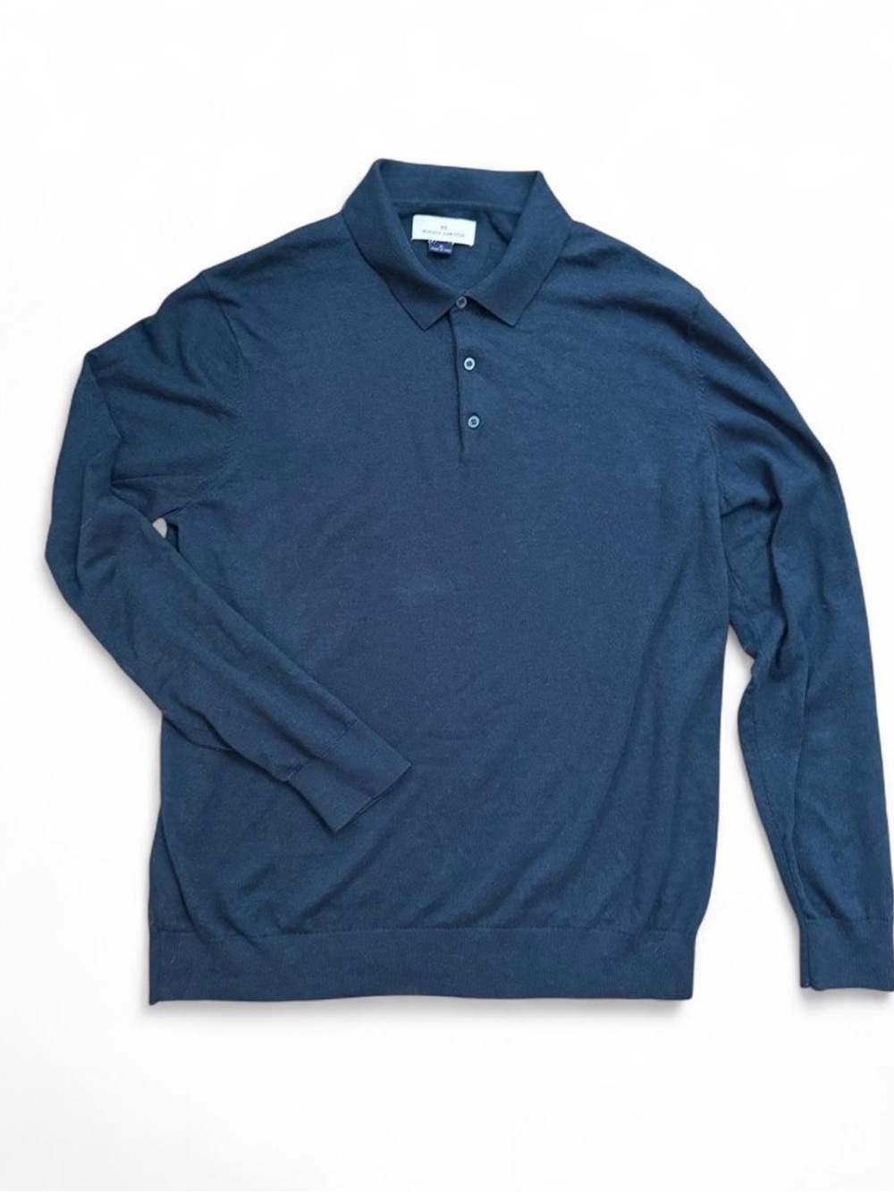 Men's Long Sleeve Polo in Deep Navy